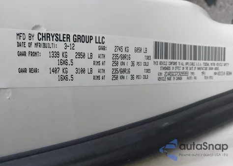 2012 Dodge Grand Caravan Sxt from USA, damaged, VIN 2C4RDGCG7CR295959